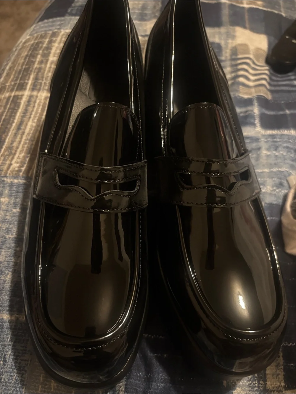 Black Patent Slip-On Women's Loafers